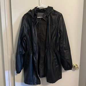 Hooded leather jacket